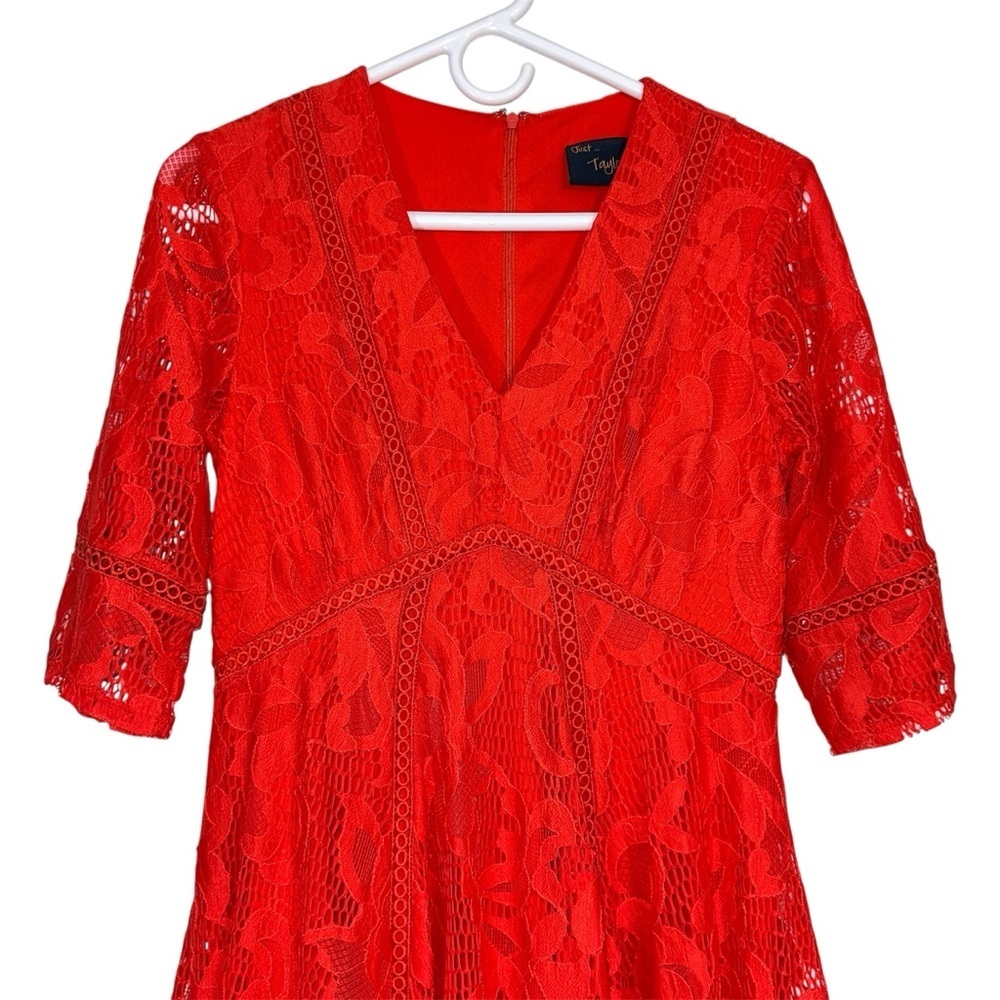 Taylor Orange Fit & Flare Lace Dress - Picture 3 of 8